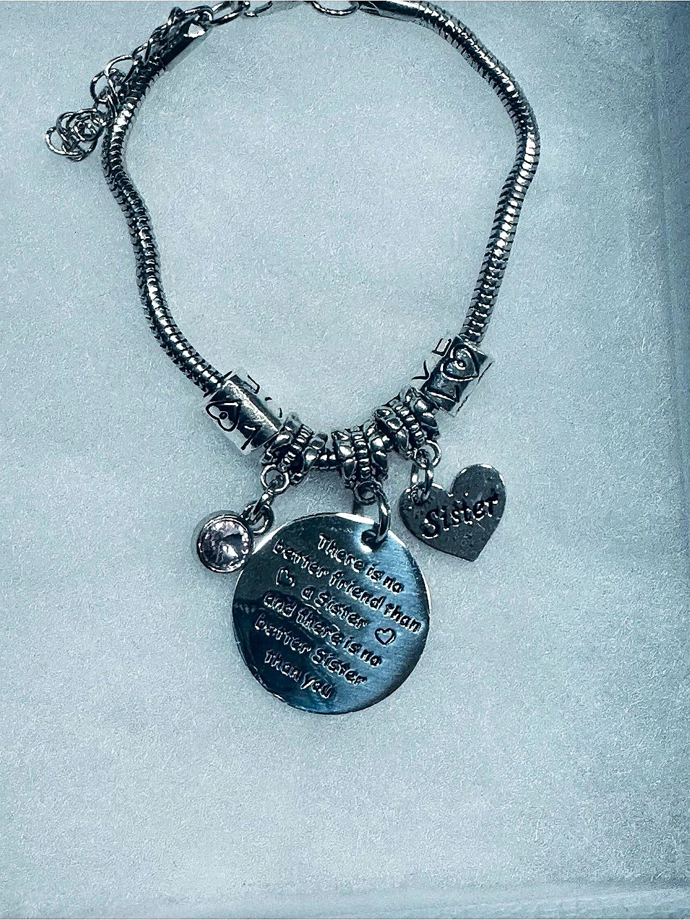 Engraved Silver-Tone Charm Bracelet